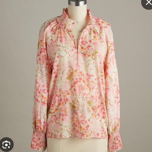 Sundance Tops - Nwt Sundance Dylan fields of flower raw edged smocked popover blouse size XL